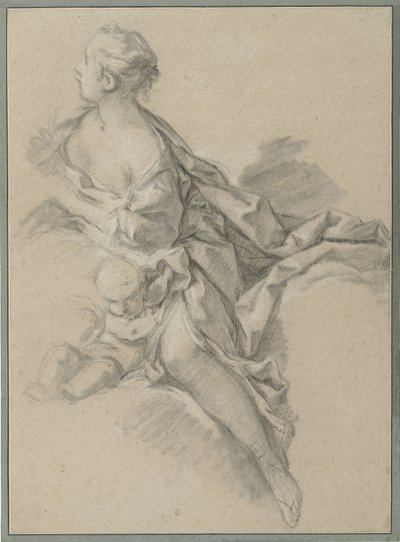 Tanulmány egy nőről (Clytia); előkészítő tanulmány az Apollo és Clytia című filmhez, a Les Amours des Dieux (1747-1750) sorozat kilencedik kárpitjához alkotó: François Boucher (workshop of)