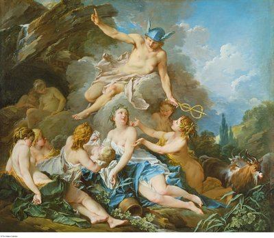 Boucher - Mercurius a csecsemő Bacchust a nimfákhoz bízza, 1732-1734 körül. alkotó: François Boucher