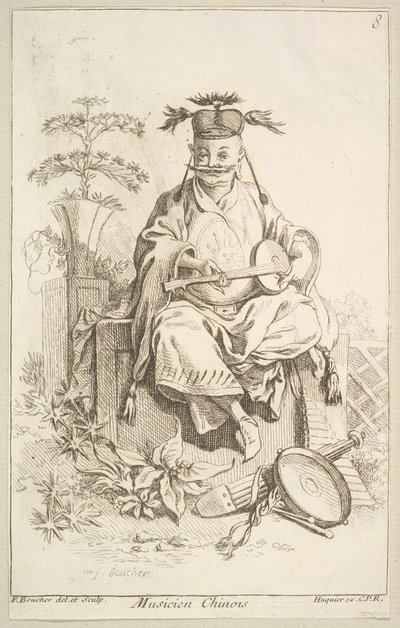 Kínai zenész, 1738-45. alkotó: François Boucher