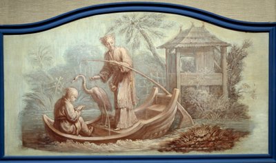 Chinoiserie: A kínai halászat jelenete. Front de porte rajzok Francois Boucher (1703-1770) által. alkotó: François Boucher