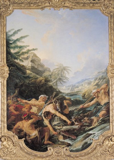 Krokodilvadászat (olaj, vászon) alkotó: François Boucher