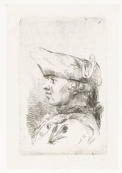 Tricorne férfi feje Kis műfaji darabokból és címsorokból álló sorozat (sorozat címe) alkotó: François Boucher