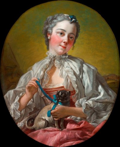 Fiatal nő mopsz alkotó: François Boucher