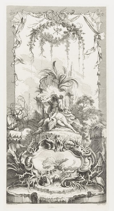 Léda in Új koncepciók a képernyőkhöz [Morceaux pour des paravents] alkotó: François Boucher