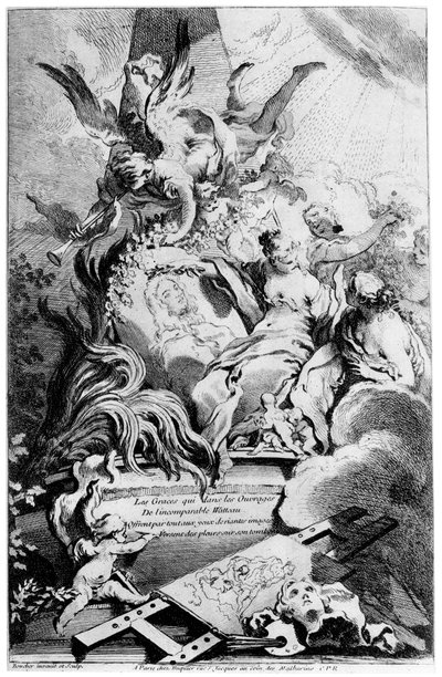 A kegyelmek Watteau sírjánál, 1720-1770, 1924 alkotó: François Boucher