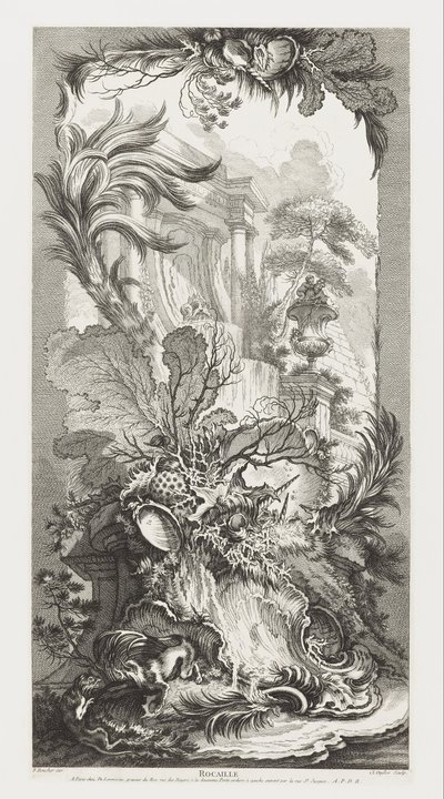 Rocaille [Rococo Design] in Nouveaux Morceaux pour des paravents [Új koncepciók a paravánokhoz] alkotó: François Boucher