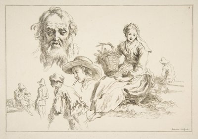 Vázlatlap, kb. 1735. alkotó: François Boucher
