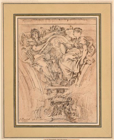Spandrel díszítés: Hírnév és igazság tapsolva XV alkotó: François Boucher