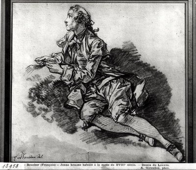 Fiatal férfi tanulmánya (vörös kréta, papír) alkotó: François Boucher