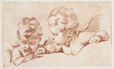 Két putti. Tervezet ajtódarabhoz Amalienborgban alkotó: François Boucher