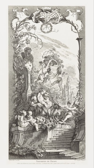 Triomphe de Priape [Priapus diadala] in Nouveaux Morceaux pour des Paravents [Új koncepciók képernyőkhöz] alkotó: François Boucher