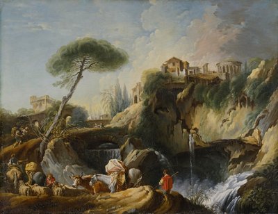 Tivoli kilátása a Vesta templommal, 1749 körül alkotó: François Boucher