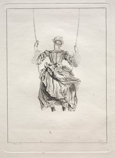 Nő a hintában, hátulról nézve alkotó: François Boucher