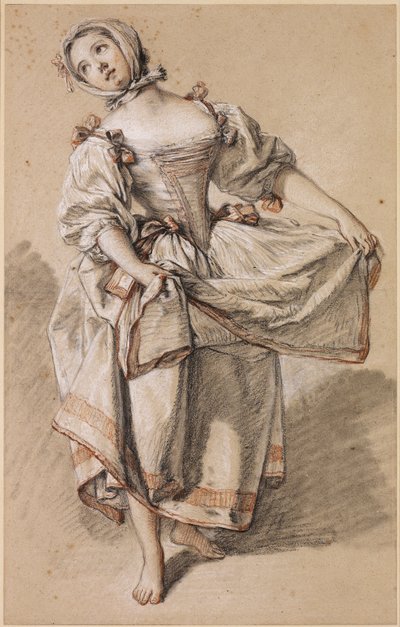 Fiatal vidéki lány táncol alkotó: François Boucher