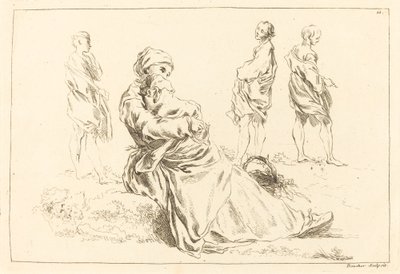 Ábratanulmányok, beleértve az ülő anyát és gyermeket alkotó: François Boucher after Abraham Bloemaert