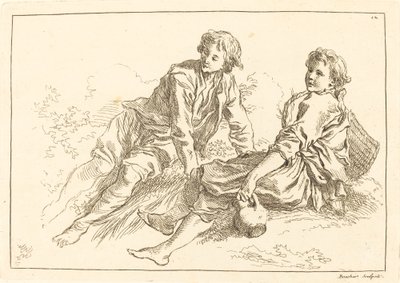 Fekvő pásztorfiúk alkotó: François Boucher after Abraham Bloemaert