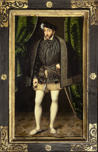 II. Henrik (1519-1559), I. Francois és Claude de France 1547-1559 közötti francia király fiának portréja, Francois Clouet műhelyéről készült festmény, 1520-1572 körül készült, az életnagyságú portré kicsinyített változata Francois Clouet. Fényképészet, KIM alkotó: François Clouet