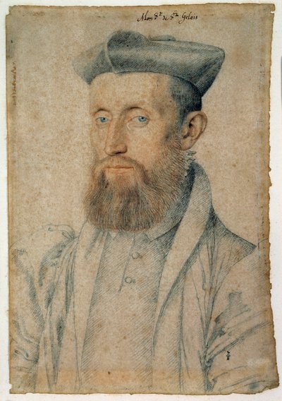 Mellin de Saint-Gelais (vagy Saint Gelais, Saint Gelays, Saint Gelays, Saint-Gelais, Sainct Gelais) portréja (1495-1558), francia költő. Clouet Francois (1515-1572) rajza vérrel és fekete kővel, 1500 körül. Chantilly, Musee Conde alkotó: François Clouet