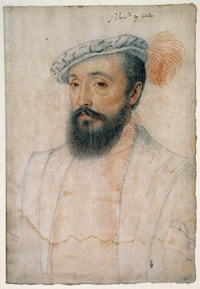 Gordes Monsignor (1513 - 1578) portréja. Clouet Francois (1515-1572) Vér és fekete követ rajzolása alkotó: François Clouet