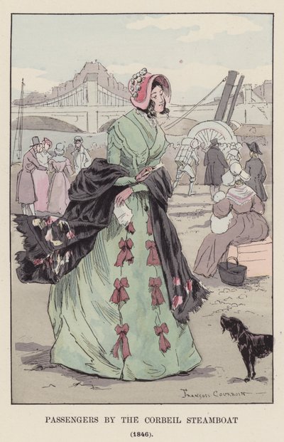 Utasok a Corbeil gőzhajón, 1846 alkotó: François Courboin