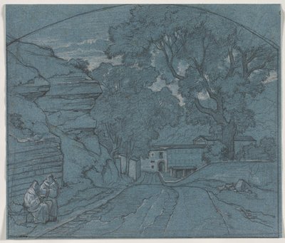 Táj két szerzetessel, c. 1840. alkotó: François Edouard Bertin