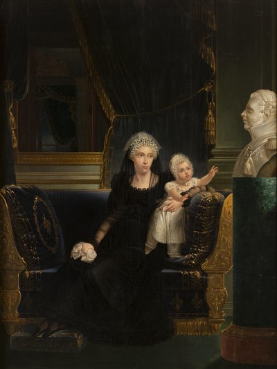 Caroline nápolyi és szicíliai hercegnő (1798-1870), Berry hercegnője, Károly Ferdinánd, Berry herceg özvegye, lányával, Louise Marie Thérèse d