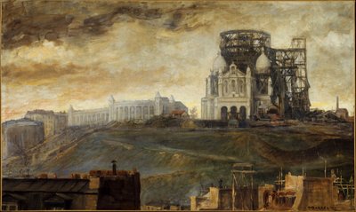 A Butte Montmartre a Sacré-Coeur építés alatt, 1890 körül (olaj, vászon) alkotó: François Marius Borrel