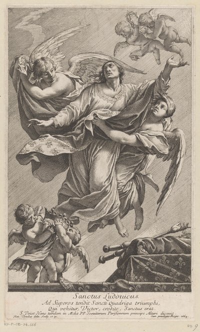 IX. Lajost két angyal vitte a mennybe Sanctus Ludovicus (cím a tárgyon) alkotó: François Tortebat