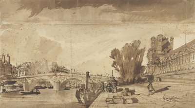 A Szajna és a Pont Royal; jobb oldalon a Flore pavilon és a Louvre szárnya alkotó: François Victor Sabatier