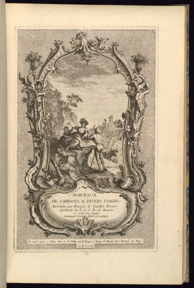 Design Cartouche-hoz nagy és kis rekesszel alkotó: François de Cuvilliés the Elder
