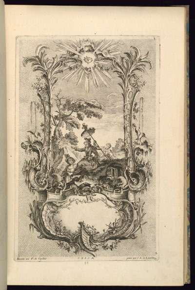 Design Cartouche-hoz nagy és kis rekesszel alkotó: François de Cuvilliés the Elder