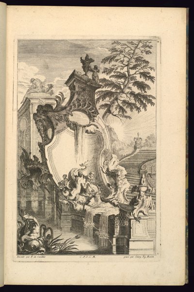Design for Fountain Putto Riding delfin alkotó: François de Cuvilliés the Elder