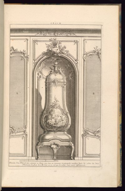 Mázas föld kályha rajza fehér színben… másképp alkotó: François de Cuvilliés the Elder