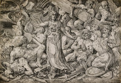 Viktória foglyokkal és trófeákkal körülvéve, 1552. alkotó: Frans Floris