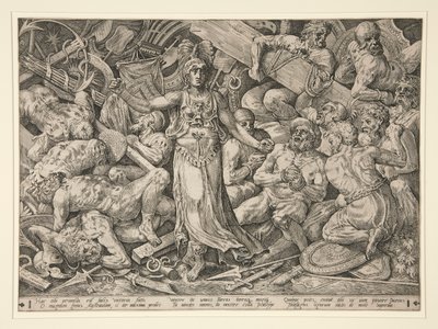 Victoria foglyokkal és trófeákkal körülvéve alkotó: Frans Floris the Elder