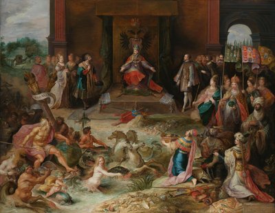 Károly császár lemondásáról szóló allegória v Brüsszelben V. Károly császár lemondásának allegóriája alkotó: Frans Francken (II)