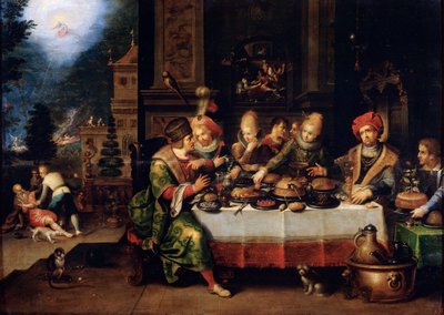 „Példabeszéd a gazdag emberről és a koldus Lázárról”, 17. század alkotó: Frans Francken II
