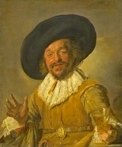 Egy milicista, kezében egy Berkemeyerrel, a "Vidám Ivó" néven ismert berkemeyerrel. alkotó: Frans Hals
