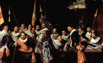A Calivermen Polgárőrség tisztjeinek és őrmestereinek találkozója alkotó: Frans Hals