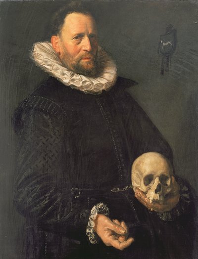 Koponyát tartó férfi portréja, 1611–1612 körül (panel) alkotó: Frans Hals