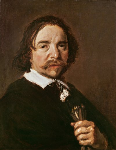Kesztyűs, fekete hajú férfi portréja, 1657 körül alkotó: Frans Hals