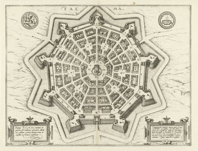 Palmanova térképe Palma (cím a tárgyon) alkotó: Frans Hogenberg