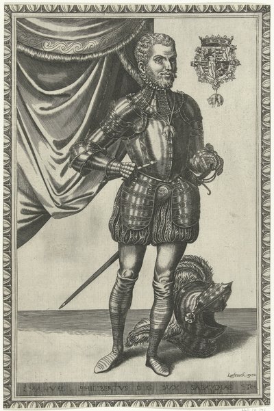Savoyai Emanuel Philibert herceg portréja Királyok és királynők egész alakos portréi (sorozat címe) alkotó: Frans Huys