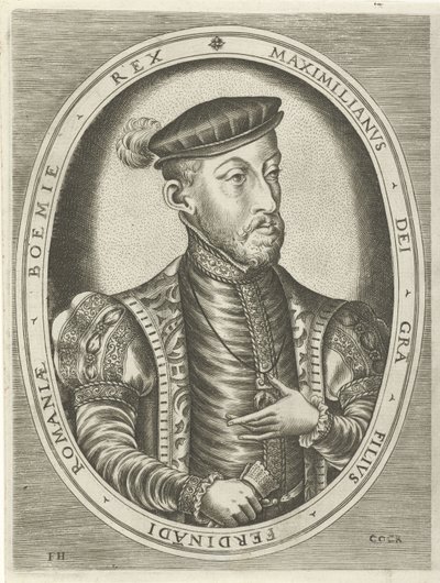 Maximilian császár portréja II Királyok, királynők, hercegek és hercegnők portréi (sorozat címe) alkotó: Frans Huys
