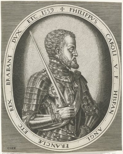Fülöp spanyol király portréja Királyok, királynők, hercegek és hercegnők portréi (sorozat címe) alkotó: Frans Huys