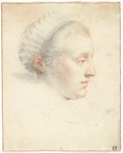Hölgy profilportréja (fekete-piros kréták gouache-val, papíron) alkotó: Frans II Pourbus