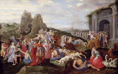 A rabszolgák és a szerelem dühei (olaj a panelen) alkotó: Frans II the Younger (after) Francken