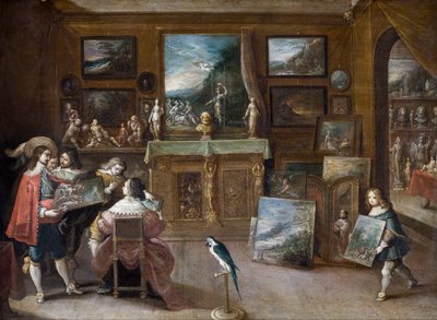 Látogatás a műkereskedőnél, 1625 körül (olaj, réz) alkotó: Frans II the Younger Francken