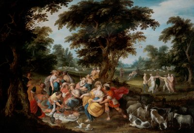 Arcadia: Pásztortáj pásztorokkal és pásztorlányokkal alkotó: Frans II the Younger Francken