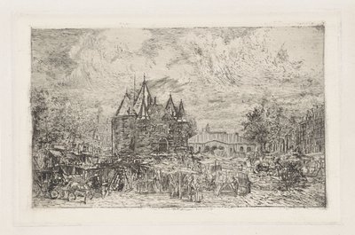 Kilátás a Nieuwmarkt-ra, Amszterdam alkotó: Frans Schikkinger